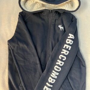 ABERCROMBIE Kids 13/14 Navy Winter Hooded Jacket Full Zip Blue
